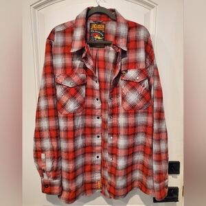DIXXON Flannel Company Red White Black Button Up Long Sleeve Mens Shirts 2X